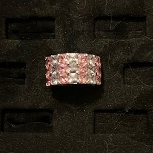 Size 7 pink cz square cut and lavender ring - rhodium plated - NWT